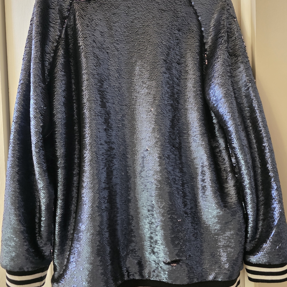 Rebecca Minkoff Navy Sequin Bomber Jacket - Picture 5 of 5